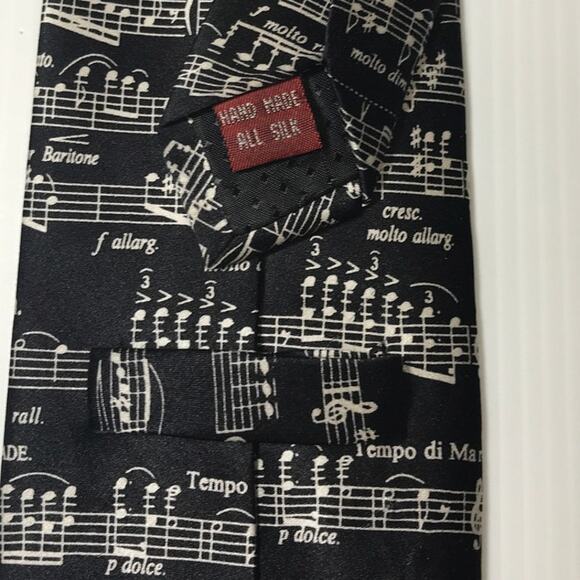 Sheet Music Theme Handmade Silk Necktie - Picture 3 of 4